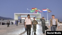 El presidente de Bolivia, Evo Morales, durante la ceremonia de inauguración de la sede del Parlamento UNASUR en San Benito, Punata en Bolivia.