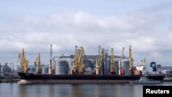 A general view of a grain terminal in Odessa