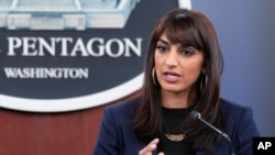 资料照：美国国防部副发言人辛格(Sabrina Singh) （美联社）