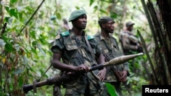 Wanajeshi wa jeshi la Congo wakifanya doria dhidi ya kundi la uasi la ADF huko Congo