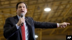 Republican presidential candidate, Senator Marco Rubio, speaks to supporters at a campaign rally in Miami, Florida, March 1, 2016.