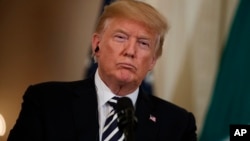 Presiden AS Donald Trump dalam konfernsi pers di Gedung Putih, Senin (30/7). 