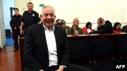 FILE - In this file photo taken on Oct. 22, 2018 Croatia's former prime minister Ivo Sanader attends a hearing during his trial in Zagreb. 