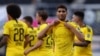 Achraf Hakimi de Dormund rend hommage à George Floyd après son but contre Paderborn, Allemagne, le 31 mai 2020.