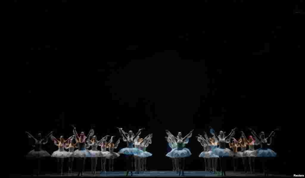 Czech National Ballet cast members perform during a rehearsal of "La Bayadere" at Maestranza Theatre in the Andalusian capital of Seville, Spain.