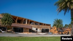 Un edificio derrumbado después de que el huracán Zeta azotara Nueva Orléans, Luisiana, el 29 de octubre de 2020. 