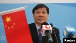 中國財政部副部長朱光耀在G20峰會期間的一次通報會上講話。
