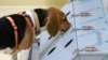 The beagle bitch Djaka finds corona-positive samples with her sense of smell during a news conference at the University of Veterinary Medicine in Hannover, Germany, Sept. 24, 2020.