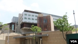 进入施工尾声的美国在台协会驻台北办事处新馆。（美国之音杨明拍摄）
