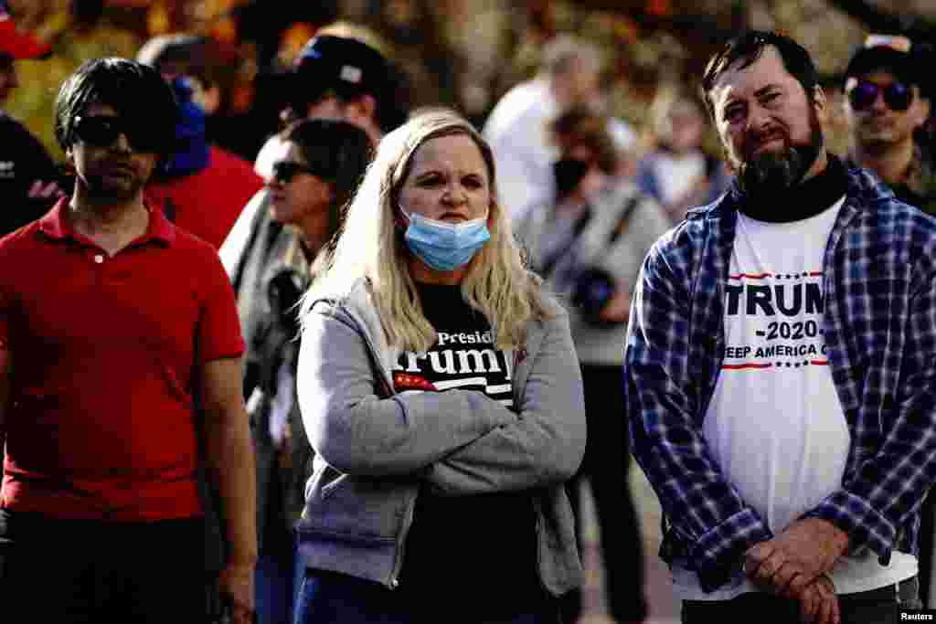 Supporters of U.S. President Donald Trump attend a 'Stop the Steal' protest outside the Wisconsin State Capitol, following the media?s announcement that U.S. Democratic presidential candidate Joe Biden has won the 2020 election, in Madison, Wisconsin.