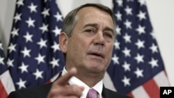 El saliente presidente de la Cámara de Representantes de EE.UU. John Boehner habló con los periodistas en el Capitolio el martes, 27 de octubre de 2015.