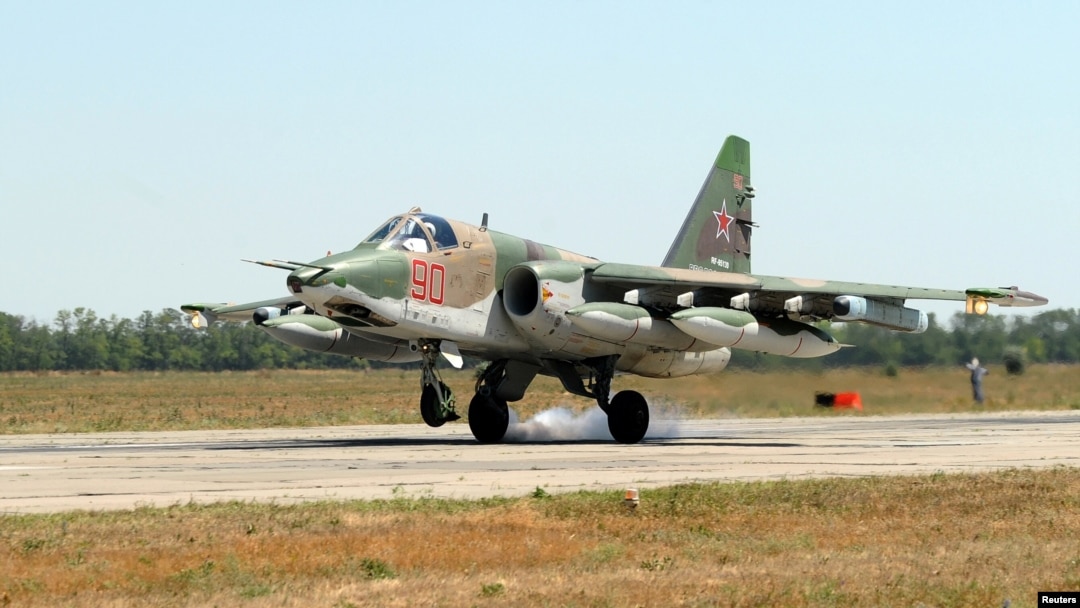 ရုရှားလေတပ်ရဲ့ Su-25 ဂျက်တိုက်လေယာဉ်။ (ဇူလိုင် ၄၊ ၂၀၁၈)