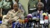 Chief African Union mediator Thabo Mbeki, right, at joint press conference with Sudan Defense Minister Abdel Raheem Muhammad Hussein, Kkartoum, May 20, 2012.