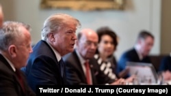Le président américain Donald Trump lors d’une réunion de son cabinet à la Maison Blanche, à Washington le 10 avril 2018.
