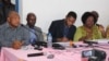 Des leaders de l'opposition en conférence de presse à Lomé, Togo, 16 août 2018. (VOA/Kayi Lawson)