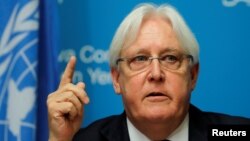 L'envoyé de l'ONU, Martin Griffiths, assiste à une conférence de presse avant les négociations sur le Yémen à Genève, le 5 septembre 2018.