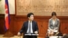 Japanese Prime Minister's national security advisor Kentaro Sonoura in a meeting with Cambodia Foreign Minister Prak Sokhonn on March 23, 2018. (Ministry of Foreign Affairs and International Cooperation)