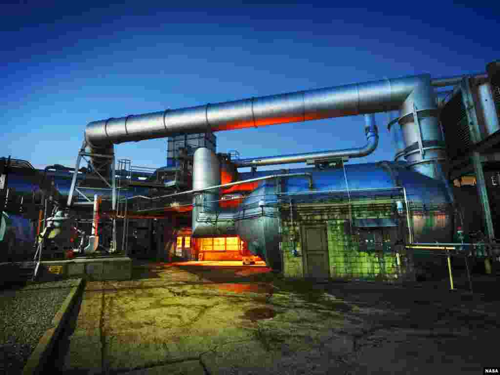 Super heated exhaust is a byproduct of engine testing in the Engine Research Building (ERB) at NASA’s Glenn Research Center, Cleveland, Ohio, USA.
