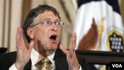Pendiri Microsoft dan dermawan Bill Gates dalam acara penghargaan World Food Award, Senin (24/10) di London.