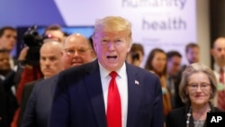 U.S. President Donald Trump arrives at the World Economic Forum in Davos, Switzerland, Jan. 22, 2020. 