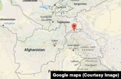 The red arrow marks the approximate area in the Hindu Kush region of Afghanistan where a 6.6-magnitude earthquake struck.