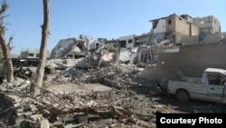 Des ruines à Kobane, suite à un attentat mené par l'Etat islamique (Shirwan Qasim/Transterra Media)