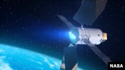 Robotics and advanced SEP technologies like this artist's concept of an SEP-based spacecraft could one day find, rendezvous with, capture and relocate an asteroid to a stable point in the lunar vicinity. 