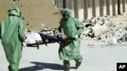 Pelatihan menghadapi korban tewas akibat serangan bahan kimia di Aleppo, Suriah. (Foto: Dok)