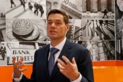 FILE - Russian steel magnate Alexei Mordashov speaks during an interview at the St. Petersburg International Economic Forum, in St. Petersburg, Russia, May 25, 2018.