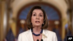 Speaker of the House Nancy Pelosi, D-Calif., makes a statement at the Capitol in Washington, Dec. 5, 2019.