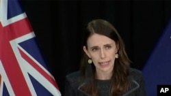 In this image from a video, New Zealand Prime Minister Jacinda Ardern speaks at a news conference in Wellington, New Zealand, Aug. 11, 2020.