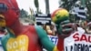 Malians living in Ivory Coast protest against a coup in their country, during the Extraordinary Meeting of ECOWAS, in Abidjan, March 27, 2012.