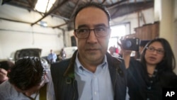 Samuel Everardo Morales, the brother of Guatemala's President Jimmy Morales, arrives at a court for a hearing in Guatemala City, Aug. 30, 2017.