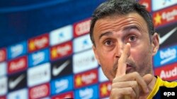 Luis Enrique lors d’une conférence de presse, près de Barcelone, Espagne, le 16 avril 2016