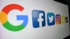 Logos de multinacionales estadounidenses de tecnología y servicios de Internet. Foto AFP tomada el 21 de octubre de 2020. 