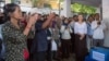 Opposition CNRP's supporters gather at the party's headquarter in Phnom Penh to show their support to Kem Sokha as the court hear the appeal of his alleged sex scandal case, Phnom Penh, Cambodia, Friday September 9, 2016. (Photo: Leng Len/VOA Khmer) ​​​