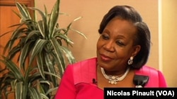 Catherine Samba-Panza, présidente de la transition en Centrafrique. (VOA/Nicolas Pinault)