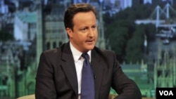 Perdana Menteri Inggris David Cameron tampil dalam Andrew Marr Show yang ditayangkan stasiun BBC, Minggu (1/5).