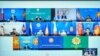 Foreign ministers and representatives of the Association of Southeast Asian Nations (ASEAN) are seen on a screen during an informal meeting, in Putrajaya, Malaysia, on March 2, 2021. (Courtesy of Malaysian Foreign Ministry/Handout via REUTERS)
