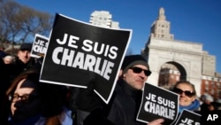 Manifestations suite à l'attentat qui a visé la rédaction de Charlie Hebdo.