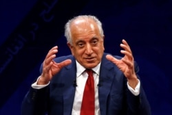 US envoy for peace in Afghanistan Zalmay Khalilzad speaks during a debate at Tolo TV channel in Kabul, Afghanistan, April 28, 2019.