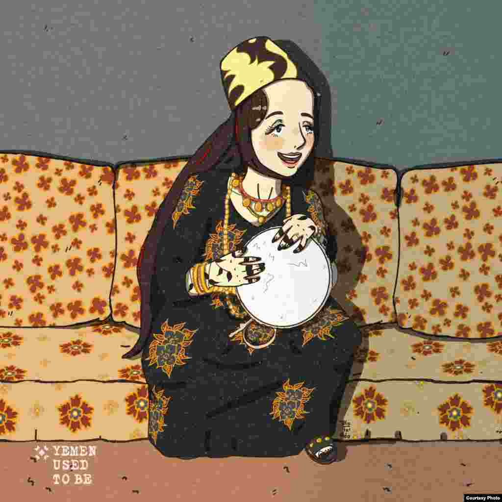 A depiction of Taqiyya Al Taweeliah, who is one of the leading female folk singers in Yemen and an important icon for its capital, Sanaa. (Photo courtesy of Waleed al-Ward)