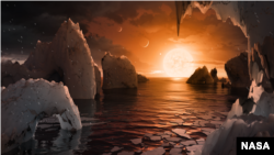 surface possible de TRAPPIST-1f, l'une des planètes nouvellement découvertes dans le système TRAPPIST-1. 