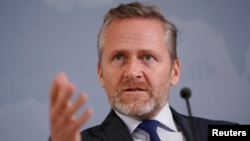 Danski ministar inostranih poslova, Anders Samuelsen, govori na konferenciji za štampu u Kopenhagenu, Danska, 30. oktobra 2018.