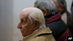 Omar Graffigna, who was head of the Air Force during Argentina's military dictatorship, attends his trial where he is accused of crimes against humanity on the verdict day in Buenos Aires, Argentina, Sept. 8, 2016.