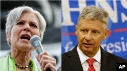Jill Stein, candidata del Partido Verde, Gary Johnson, candidato del Partido Libertario.