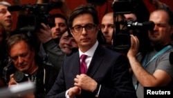 FILE - President of North Macedonia Stevo Pendarovski attends his inauguration ceremony in Skopje, North Macedonia, May 12, 2019.
