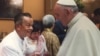 Sovan Tun, head of the Cambodian Buddhist Society of Wat Buddhikaram Temple, Maryland, greets Pope Francis at the Vatican in Rome. (Photo courtesy of Vatican)