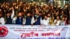 Para anggota Serikat Mahasiswa Assam (AASU) melakukan prosesi obor untuk memprotes UU Amandemen Kewarganegaraan (CAA) dalam aski protes di kota Guwahati, India, Selasa, 12 Maret 2024.