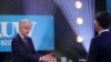 Dutch far-right politician Geert Wilders of the PVV party speaks during the televised debate with Dutch Prime Minister Mark Rutte of the VVD Liberal party, in Amsterdam, Netherlands, March 11, 2021.